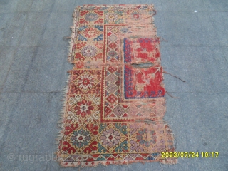 Real Old Anatolian Kırşehir Mucur Carpet Fragment size: 135x70 cm.                       