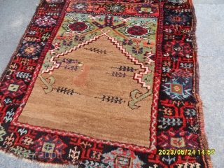 Antique Anatolian Konya Karaman Camel Hair Rug size:110x100 cm.                        