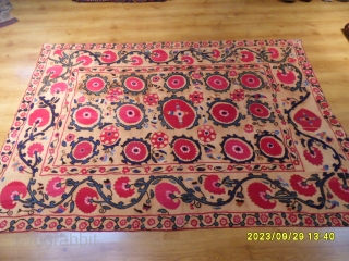 Antıque Turkmen Textile Thaskent Suzani old piece size: 215x155 cm.                       