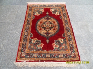 Antıque Anatolian Hereke Silk Carpet Perfect size: 101x70 cm.                        