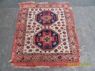 Antique Anatolian Bergama Carpet Size: 102x91 cm.                          