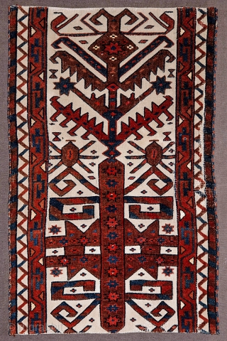 Very fine antique Turkmen tent band (jolami) fragment. 19th c.
76x45 cm, coming from an important collection.
Professionally mounted on stretcher.              