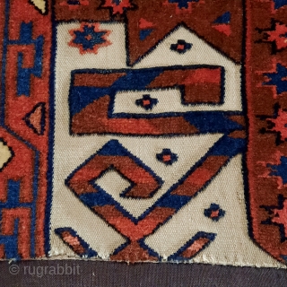 Very fine antique Turkmen tent band (jolami) fragment. 19th c.
76x45 cm, coming from an important collection.
Professionally mounted on stretcher.              