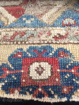 Rare and beautiful fragment of a 17th/18th century Karapinar rug with directional palmettes and stylised tulips, Central Anatolia. An example with this pattern is in the Al-Sabah Collection, Kuwait National Museum and  ...