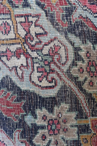 Stunning Bijar Vaghireh with vaq-vaq pattern, woven on a wool foundation.  Size is 250 x 130 cm (8'3" x 4'3"). Full lustrous pile but with scattered areas of moth damage, including  ...
