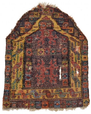 Sumak miniature prayer mat (?), Shahsavan tribe, Khamseh region, Northwest Persia, circa 1880, 49 x 59 cm (19.5 x 23 inches) Part of our current online exhibition https://www.albertolevi.com/exhibitions/from-eurasia-with-love/

An absolutely unique piece, with  ...