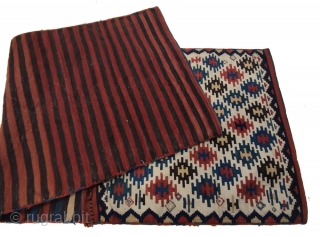 Kilim saddlebag, Qarabagh area, Central Transcaucasia, circa 1880, 64 x 160 cm (25 x 63 inches) Part of our current online exhibition
https://www.albertolevi.com/exhibitions/from-eurasia-with-love/

The infinite repeat pattern of hexagonal devices with a sawtooth outline  ...