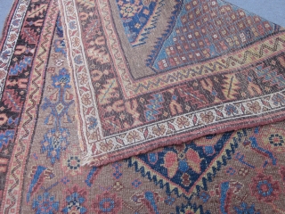 Antique Bidjar measuring 9.2 x 4.3 from late 19th century.Solid rug with general even wear.No dry or hard spots.One end guard border has unraveled and there is one old repair on the  ...