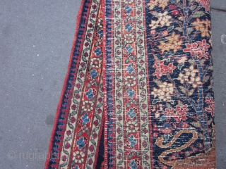 Antique Tabriz Pictorial Mat circa 1920's , 3 x 2.3
A very amusing and informal small rug from Tabriz.The navy field of this "pushti"has a whole jungle packed into a small format.It comes  ...