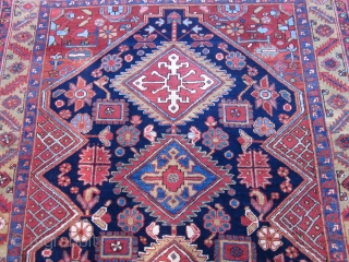 Square Heriz Scatter Rug,Early 20th Century , 5.9 x 5.2
A very unique scatter Heriz piece in squarish format.The rug has a very friendly and engaging character.Three serrated lozenges in the Karabagh style  ...