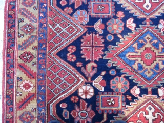 Square Heriz Scatter Rug,Early 20th Century , 5.9 x 5.2
A very unique scatter Heriz piece in squarish format.The rug has a very friendly and engaging character.Three serrated lozenges in the Karabagh style  ...