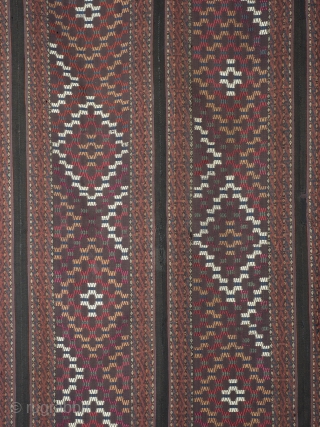 Antique Ersari Flatweave Tribal Rug

Large and decorative Turkoman tribal rug probably Turkmenistan, circa 1870. 
280 cm x 170 cm. (110 inch x 67 inch). Wool on wool with additional pattern forming wefts of Zilli weave in  ...