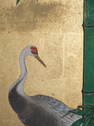 Japanese Table Screen With Cranes And Minogame



Exceptionally fine Kano school Japanese Table Screen, known as a Ko-Byobu, dating to the early 19th century. Finely executed in bright mineral pigments on gold leaf  ...