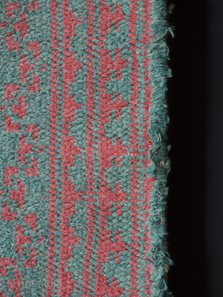 Mid Century Pink And Turquoise Yazd Zilu

275cm x 158cm, circa 1950

Exceptionally beautiful and bold colour combination on this flat-weave from the desert province of Yazd. The complex and highly skilled weaving technique  ...
