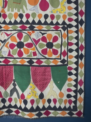 Cotton Quilt Cover With Applique, India, circa 1930. Handstitched applique, 104 x 183 cm (41 x 72 inches). Provenance: The Carol Summers Collection of Indian Folk Textiles.

Charming and delightful are two words  ...