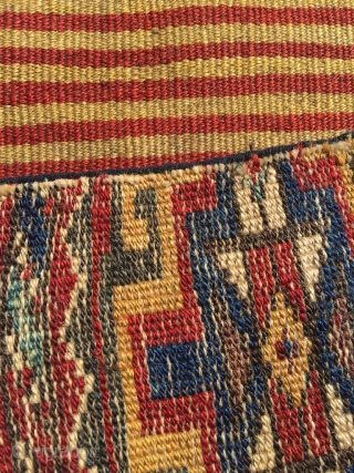 Luri double khorjin, pile weave with sumakh and kilim. Excellent colors, deep yellow, best wool and full pile. Seams undone; the bridge has not been removed as in so many younger examples,  ...