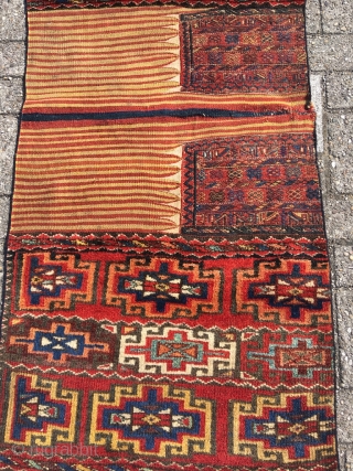 Luri double khorjin, pile weave with sumakh and kilim. Excellent colors, deep yellow, best wool and full pile. Seams undone; the bridge has not been removed as in so many younger examples,  ...