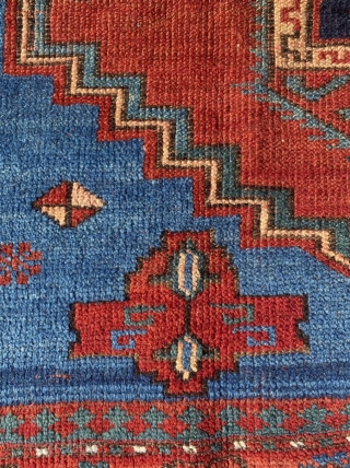 South Caucasian rug, best colors and glossy wool. Colors much better than on this site, will email or app originals. Some lowered pile, sides original but loose. Excellent for display or light  ...