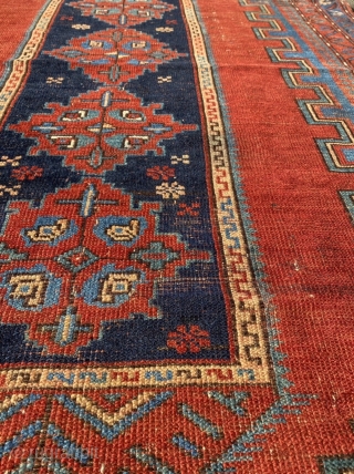 South Caucasian rug, best colors and glossy wool. Colors much better than on this site, will email or app originals. Some lowered pile, sides original but loose. Excellent for display or light  ...