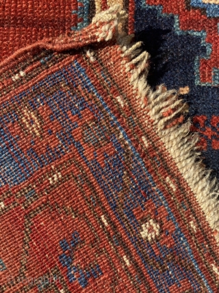 South Caucasian rug, best colors and glossy wool. Colors much better than on this site, will email or app originals. Some lowered pile, sides original but loose. Excellent for display or light  ...