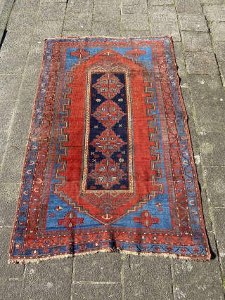 South Caucasian rug, best colors and glossy wool. Colors much better than on this site, will email or app originals. Some lowered pile, sides original but loose. Excellent for display or light  ...