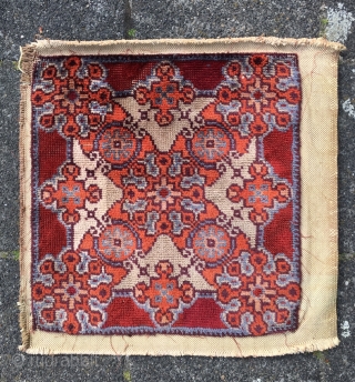 Pillow cover with Seichur motif. 1920's Amsterdamse School, Dutch Art Deco design. Possibly by Theo Colebrander. Unusual for that time: natural colors have been used. Back was black velvet, has been removed.  ...
