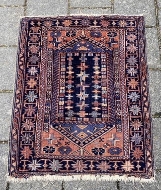 Karadagh Double Mirhab prayer rug, 19th century with lots of purple. Double mirhab rugs are supposed to have been used at funerals. It goes some way to explain the soft palette. Rare  ...