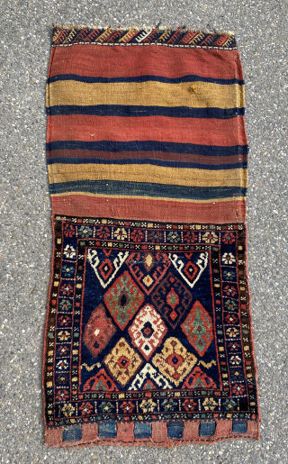 Jaff with excellent colors, wool and drawing. Especially the drawing. Free, inspired, educational. You can see the weaver progress. The bottom part is wonky, the top nears perfection. Colors and wool are  ...