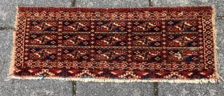 Small Tekke kap mid 19th century. Camel hair weft, goat hair warp. Very good drawing, interesting border set, especially on the top and strong elem. Excellent colors, strong yellow. Very fine weave,  ...