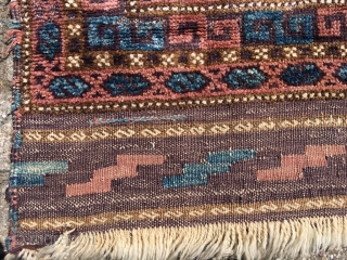 Antique Kordi Baluch prayer rug. Soft wool, nice old colors, still fresh. As found. Very supple handle because of typical Kordi double wefts. Excellent condition, original selve-edges and kilim ends. Happy little  ...