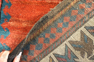 Shahsavan rug with gorgeous red empty red field (met hane, inspired by Talish rugs). Perfect condition. Unique border; the white elements form crosses. Best colors and unsurpassed Shahsavan wool. Size 219 x  ...