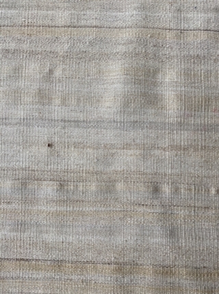 Manzandaran kilim, most likely intended as a sofreh. Typical graphic outlay. Madder on natural white wool with very attractive and subtle variations in color hue. Good squarish shape, 113 x 83 inch  ...