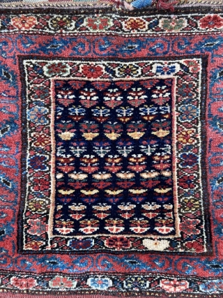 Shahsavan pile bag with a very rare border. I have seen this pattern published but can't remember where - most likely Frauenknecht (as a sumac weaving). Delicious colors, gorgeous wool. Again I  ...