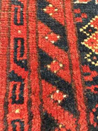 Unusual tribal Ersari main rug with Mina Khani pattern. This pattern is usually reserved for chuvals, including some extremely large ones (if those wouldn't have had attached kilim backs, they'd have counted  ...