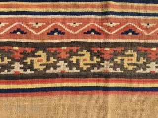 Bakhtiari shushtar kilim (sofreh), second half 19th century. Natural camel wool, threadlike warps. These kilims were ceremonial items; Tanavoli suggests they were used as sofrehs and they have also been known to  ...