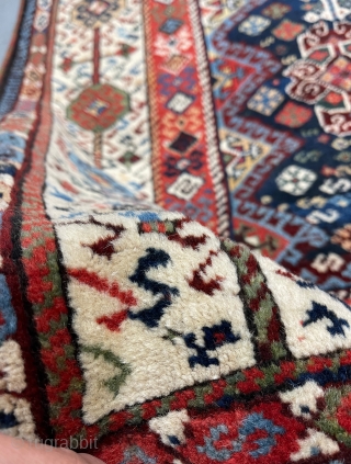 1870s Kashgai rug 5’11x6’4 good pile vibrant rich colors                        