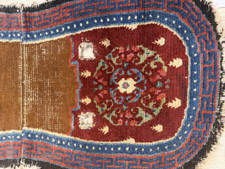 19th century Tibetan sadle cover all vegetable dyes size 2x3’10 
Rugsdc@yahoo.com                      