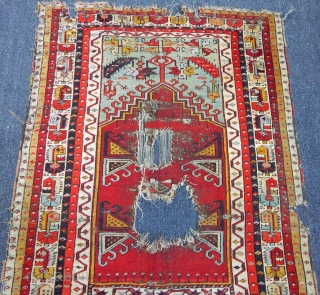 Antique Anatolian Konya Ladik Prayer Rug                           