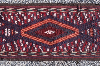 Unique original Torkaman Yomud tent bag, excellent design & condition, Sumak technique, wool and cotton material. +1940, Size: 1625cm (640") x 36cm (14.1") 
ID (APRC) No.: 250-124

https://www.facebook.com/media/set/?set=a.151746414972744.34673.100634546750598&type=3      