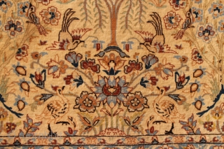 Very unique 90+ years antique Persian Isfahan hand-knotted full silky wool piled rug on silk base with 100% natural dyes 
CATEGORY: Persian
ORIGIN/TYPE: Isfahan / Paradise design 
AGE CLASSIFICATION: 1920+
SIZE: 27" (68cm) x  ...