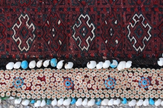the spectacular and tribal artwork old Persian Afshari hand-woven sumak saddlebag with original plain weave back & 100% wool category: Persian origin/type: Afshari / Kuhi design Age Classification: 1940+ size: 26" (68cm)  ...