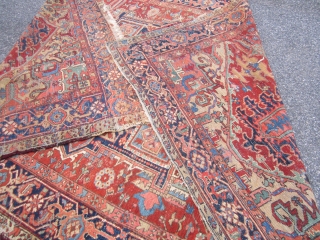 great antique heriz rug measuring 8' x 11' 9" beautiful colors solid rug no dry rot condition as shown clean no pets with some wear 1675.00 plus shipping

SOLDDDDDDDDDDDDDDDDDDDDD     