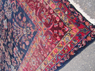 rare blue field antique lillihan sarouk rug measuring 8' 10" x 12' 6" good condition some worn area solid rug no holes no dry rot clean no pets and no smoke 975.00  ...