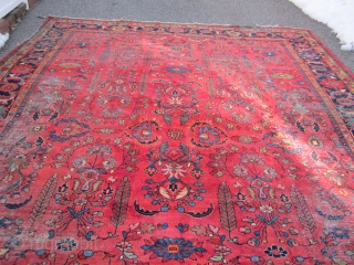 huge antique persian lillian oriental rug measuring 10' 8" x 14' 6" solid rug no holes area of wear clean can send more picture if interested thanks. ON HOLDDDDDDDDDDDDDDDD    