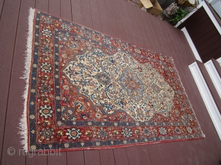 very nice semi-antique persian tabriz rug measuring 4' 7" x 7' 3" great quality even pile not worn some fading great piece very reasonable very clean.685.00 plus shipping     