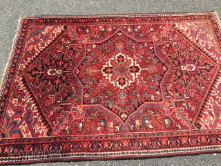 Baby Heriz rug good condition full pile good age nice design 4' 1". X 5' 7" 325.00 plus shipping SOLD THANKS            