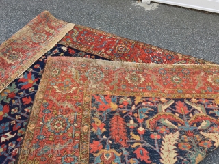 Measures  8' x 11' 6" nice colors Heriz rug solid rug has scattered moth damage needs cleaning being offered as found  1275.00 plus shipping

SOLD THANKS      