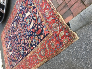 Measures  8' x 11' 6" nice colors Heriz rug solid rug has scattered moth damage needs cleaning being offered as found  1275.00 plus shipping

SOLD THANKS      