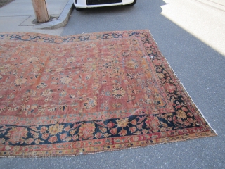 antique mahal rug 9'  x 11' 9" solid rug no dry rot no hole some old moth wear some loss to the ends great soft colors cheap money SOLDDDDDDDDDDDDDDDDDDDDDDDDD   