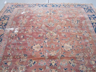 antique mahal rug 9'  x 11' 9" solid rug no dry rot no hole some old moth wear some loss to the ends great soft colors cheap money SOLDDDDDDDDDDDDDDDDDDDDDDDDD   